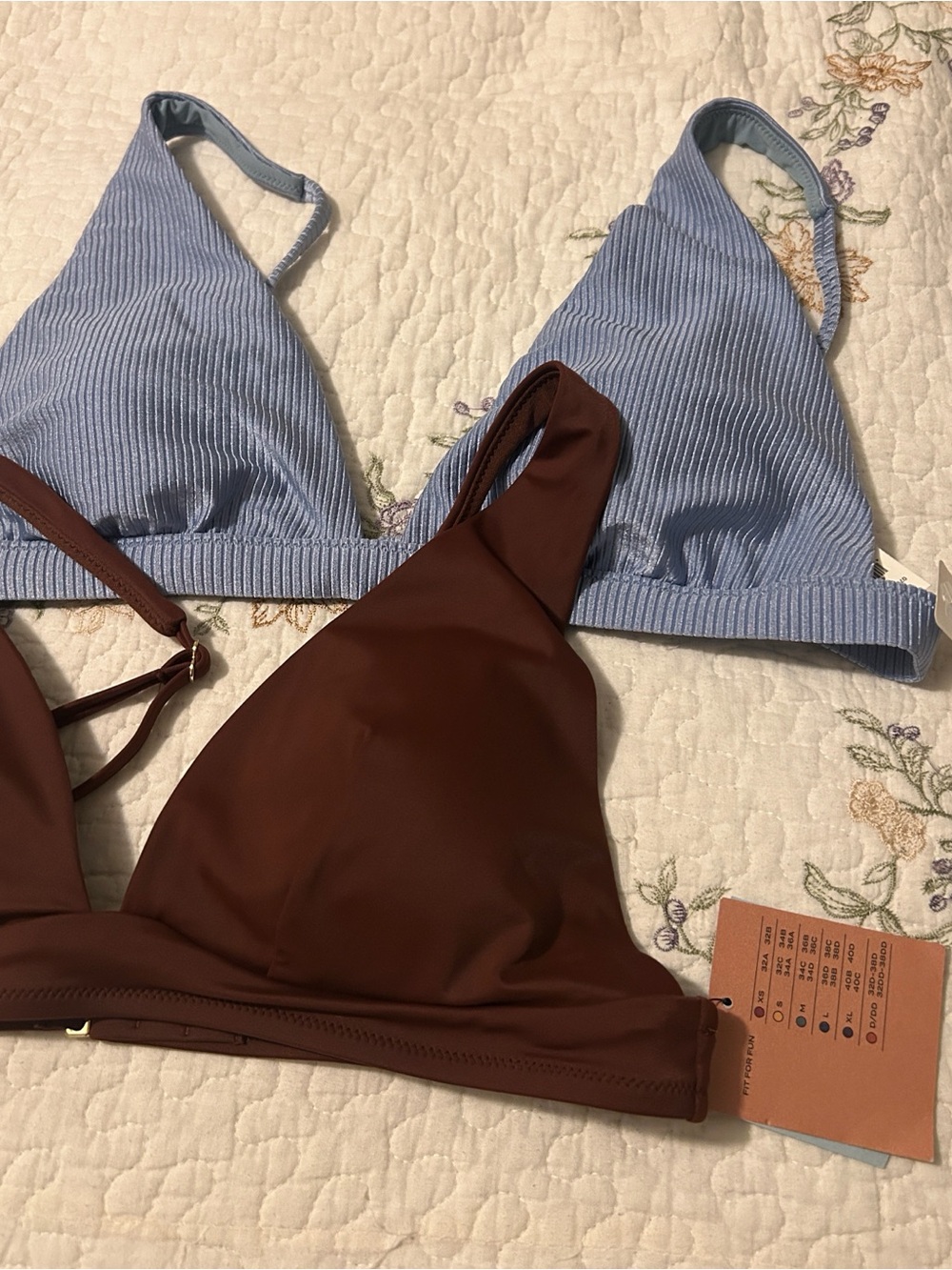 Bundle of 2 aerie and Shade & Shore Adjustable Triangle Bikini Tops Large NWT!!